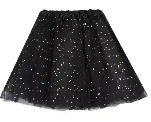 Tutú Falda Negro Mujer De Red Con Purpurina Y Lentejuelas Brillante Disfraz de halloween