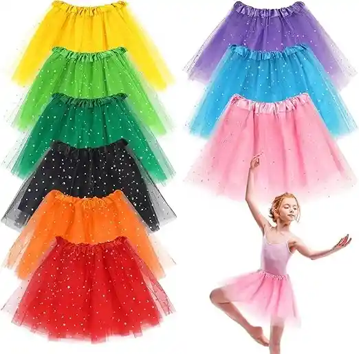Tutú Falda Amarillo Mujer De Red Con Purpurina Y Lentejuelas Brillante Disfraz De Halloween