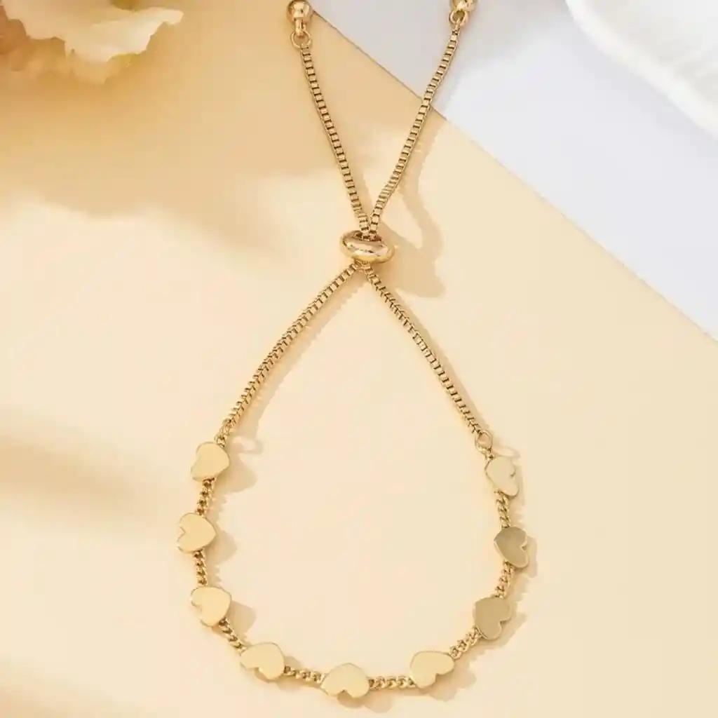 Pulsera Corazones Dorada