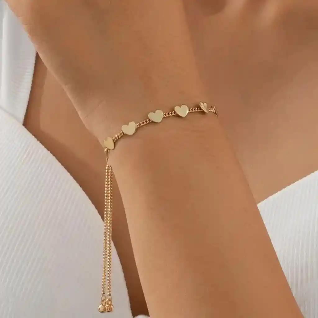 Pulsera Corazones Dorada