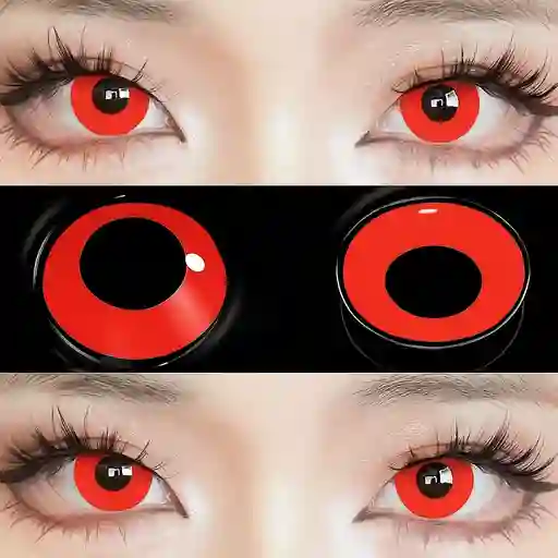 Lentes De Contacto Rojos Par De Ojos Cosplay Disfraz De Halloween