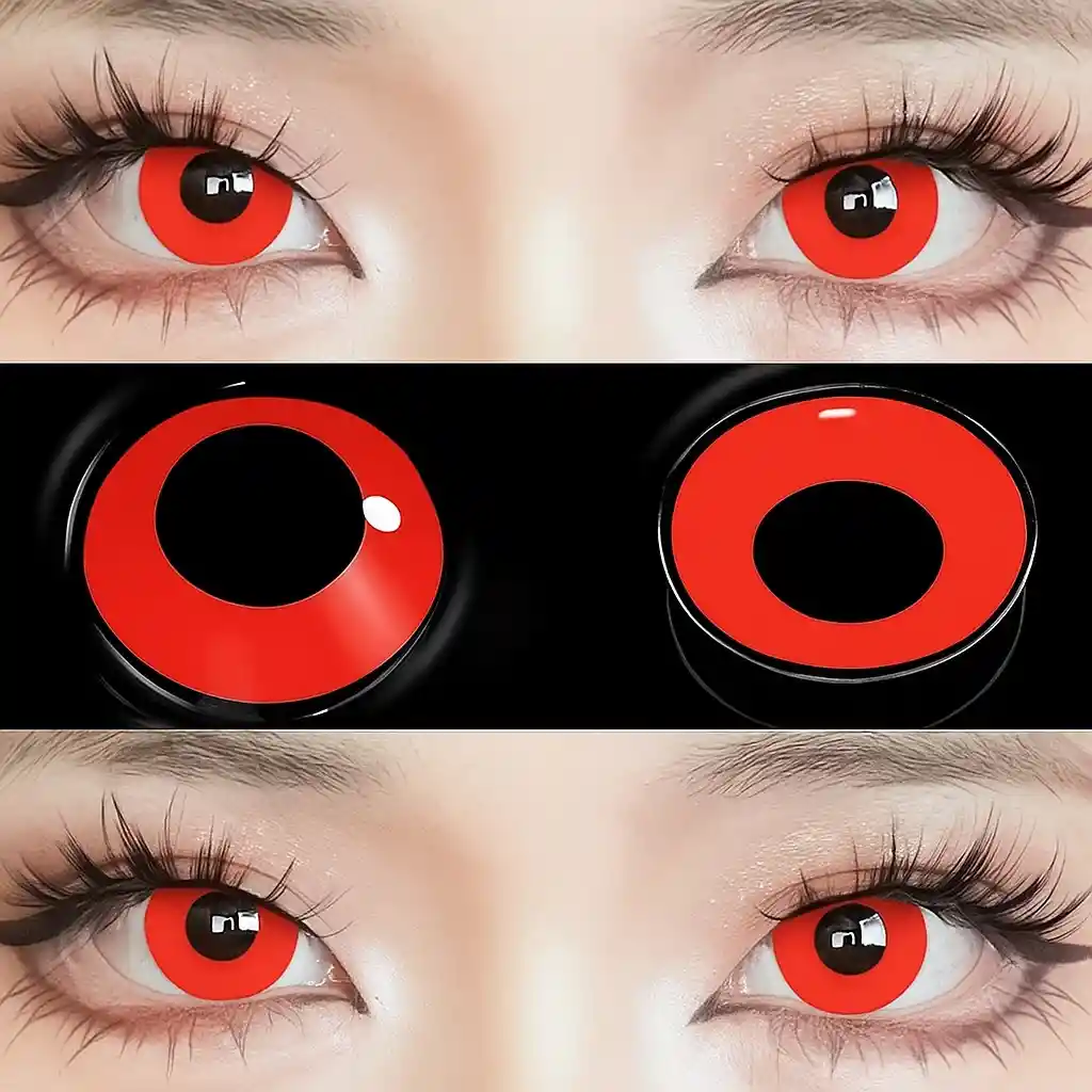 Lentes De Contacto Rojos Par De Ojos Cosplay Disfraz De Halloween