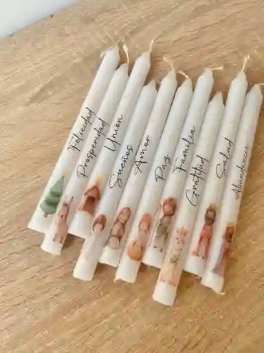 Velas Navideñas Motivo Pesebre