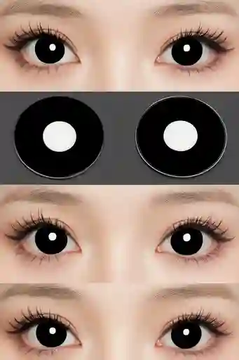 Lentes De Contacto Negros Par De Ojos Cosplay Disfraz De Halloween