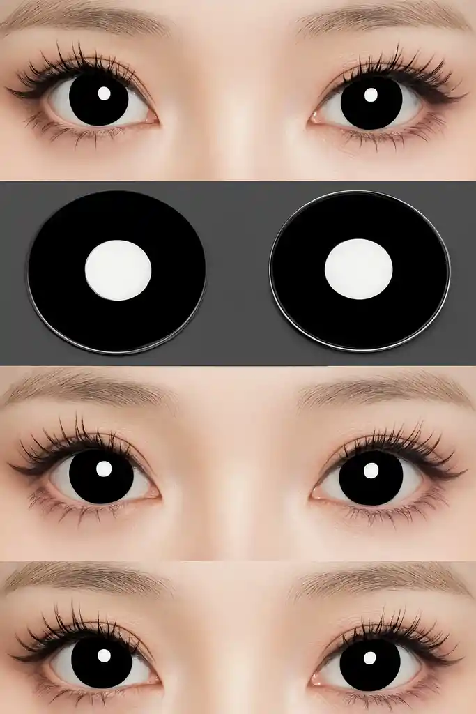 Lentes De Contacto Negros Par De Ojos Cosplay Disfraz De Halloween