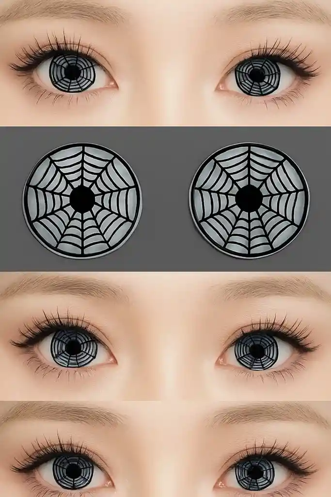 Lentes De Contacto Telaraña Par De Ojos Cosplay Disfraz De Halloween