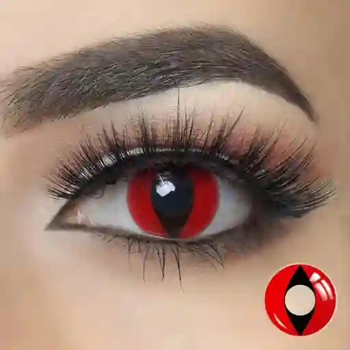 Lentes De Contacto Rojo En Gota Par De Ojos Cosplay Disfraz De Halloween