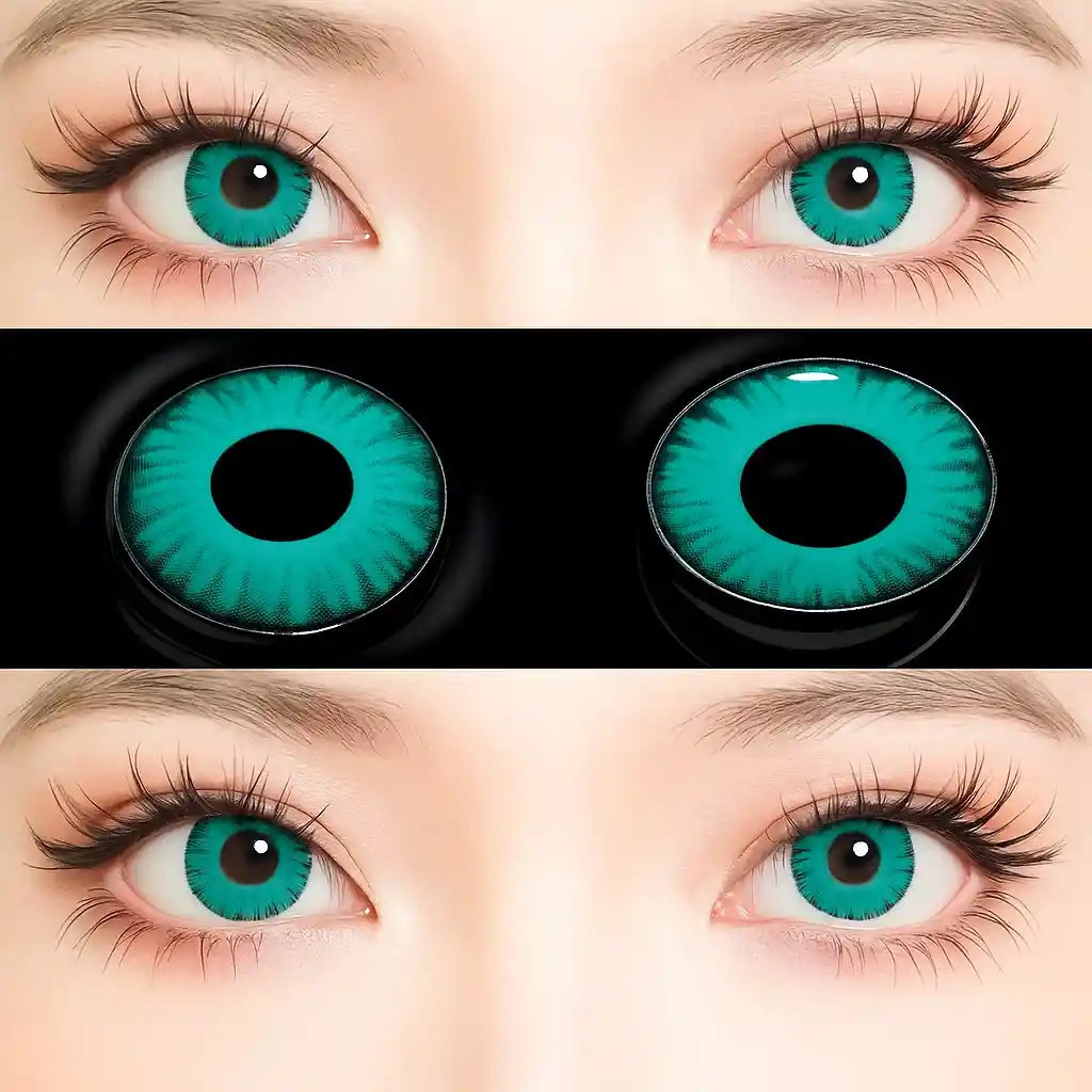 Lentes De Contacto Verdes Aguamarina Par De Ojos Cosplay Disfraz De Halloween