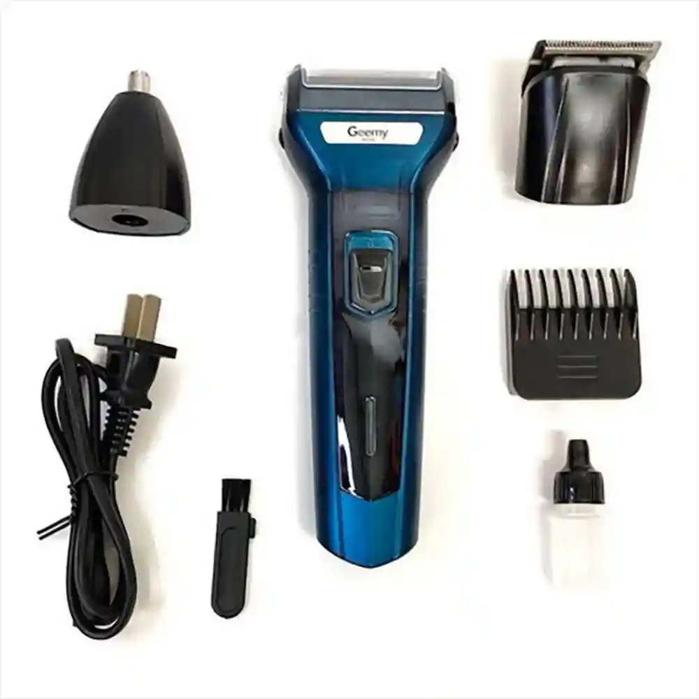 Maquina Afeitadora Geemy Azul 3 En 1 Gm-566 Cabello, Barba Y Naríz
