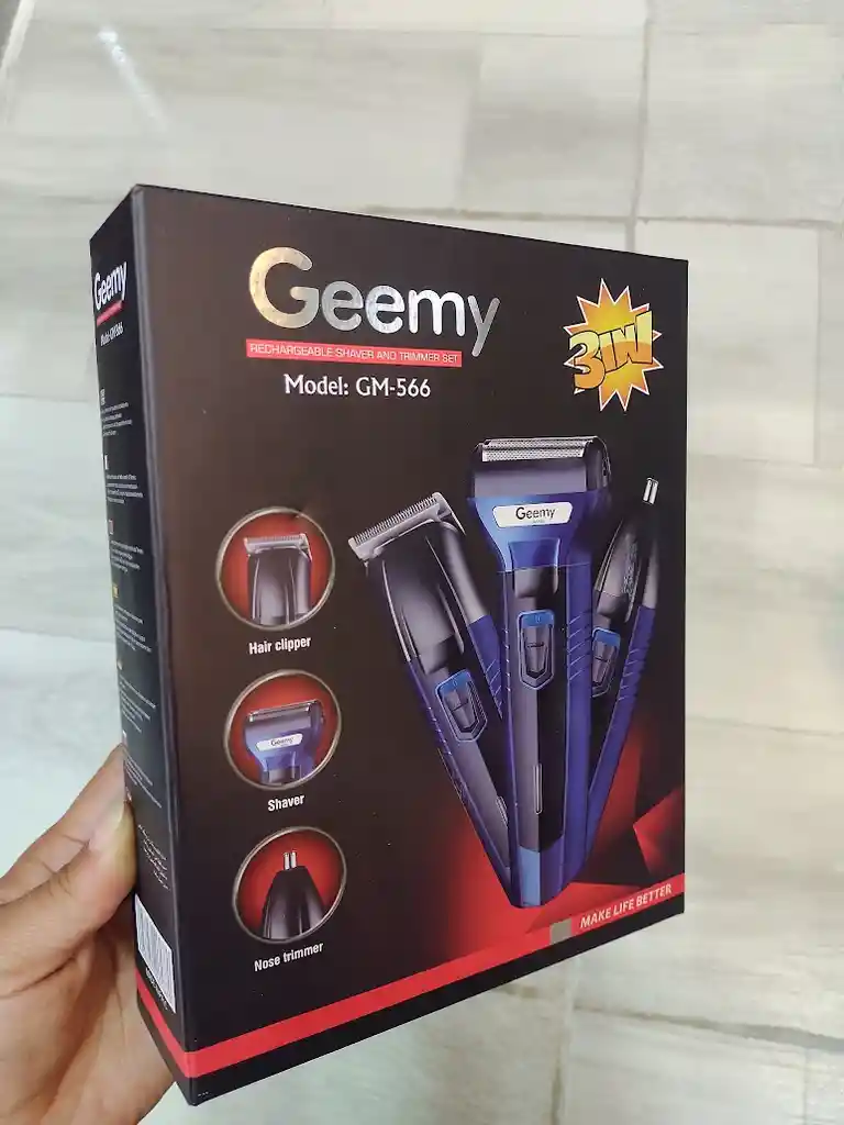 Maquina Afeitadora Geemy Azul 3 En 1 Gm-566 Cabello, Barba Y Naríz