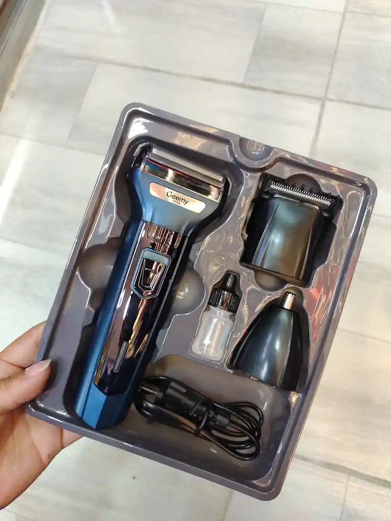 Maquina Afeitadora Geemy Azul 3 En 1 Gm-566 Cabello, Barba Y Naríz