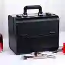 Caja Neceser Metálico Portátil De Maquillaje Profesional Negro Elegante