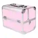 Caja Neceser Metálico Portátil De Maquillaje Profesional Rosado