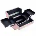 Caja Neceser Metálico Portátil De Maquillaje Profesional Rosado