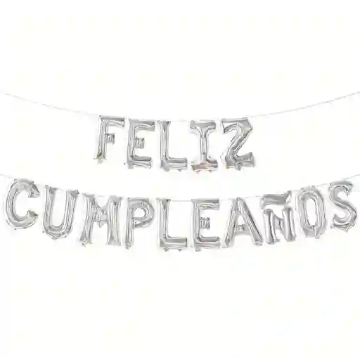 Feliz Cumpleaños Inflable Plateado