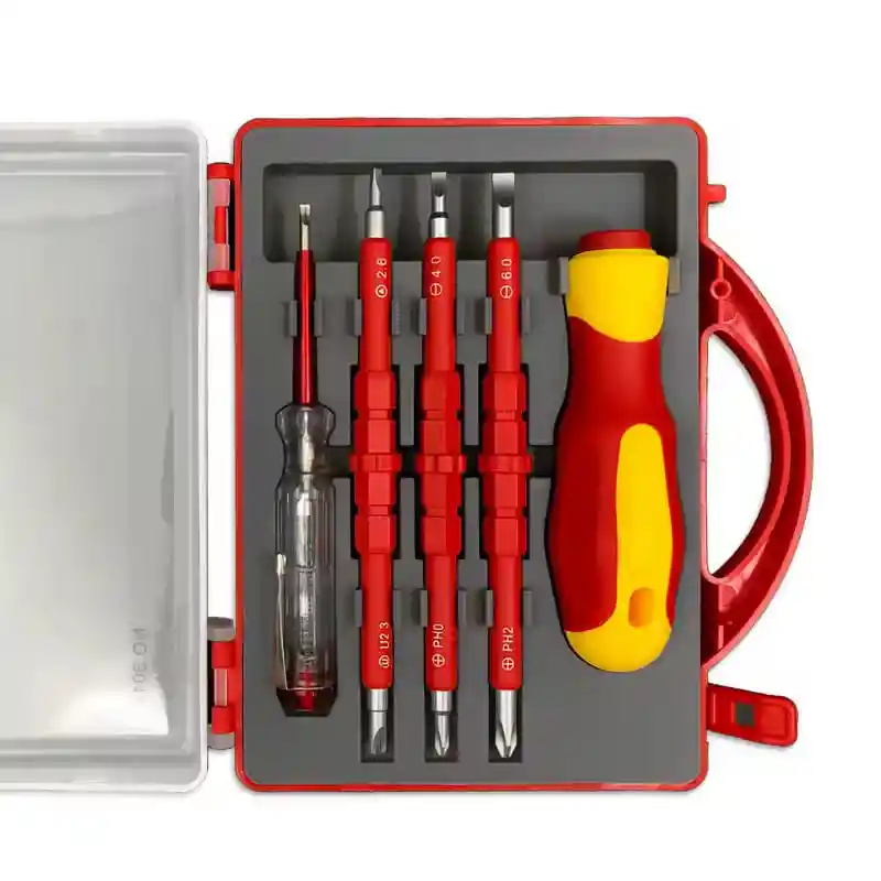 Juego De Desarmadores Aislados Para Electricista En Estuche