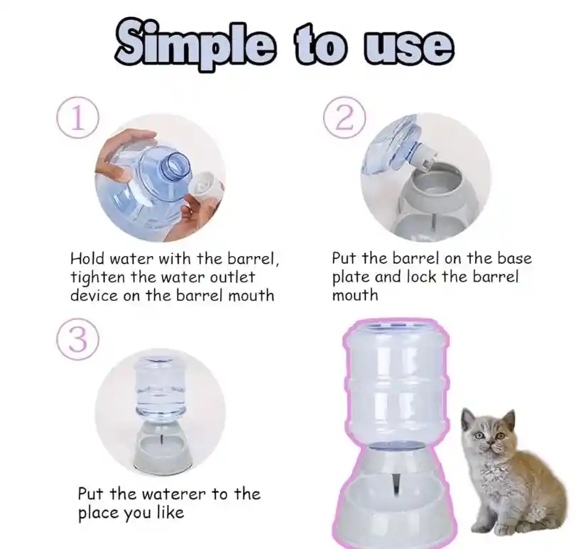 Dispensador Automático De Agua Para Mascotas 11l Fuente De Bebida Por Gravedad Para Perros Y Gatos