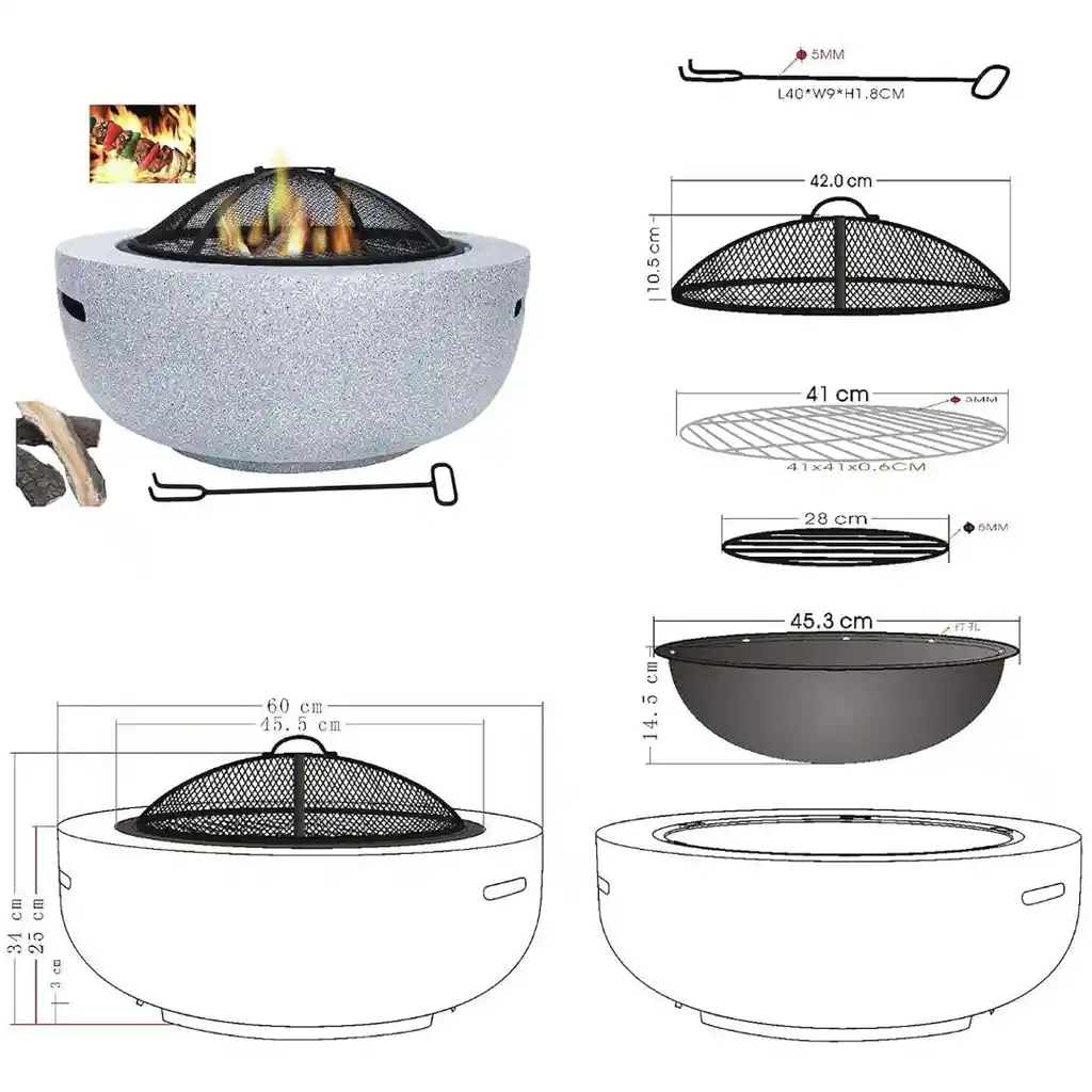 Asador Redondo Tipo Fogata