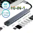 Hub Usb Tipo C 8en1 Multi Splitter Adaptador Hd Otg 4k Hdmi
