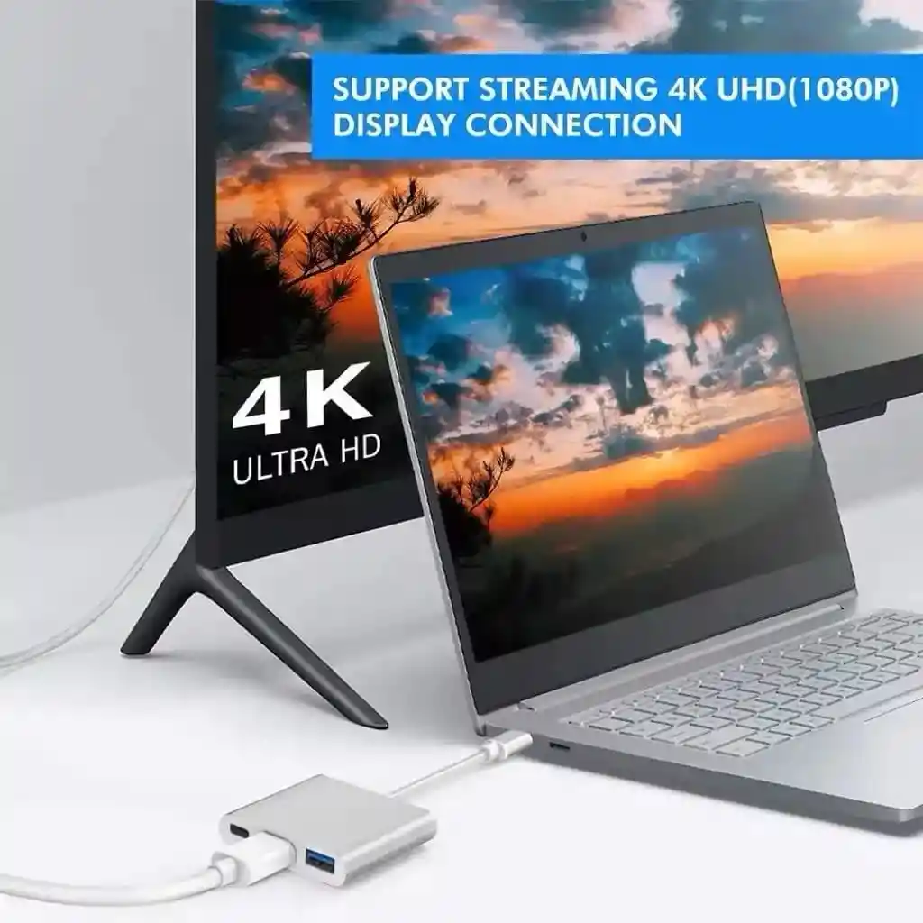 Convertidor Tipo C Usba Hdmi Cable 3en1 Para Macbook Pc Cel