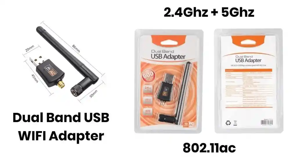 Adaptador Wifi Usb Doble Banda 2.4g 5g 1300mbps Con Antena