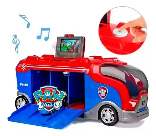 Bus Paw Patrol Patrulla Canina Incluye 3 Carros Juguete Niño Rojo Con Azul