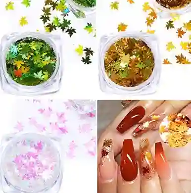 Brillos Para Maquillaje De Rostro, Cabello O Uñas Diseño De Hojas Para Cuerpo Escarcha Para Maquillaje