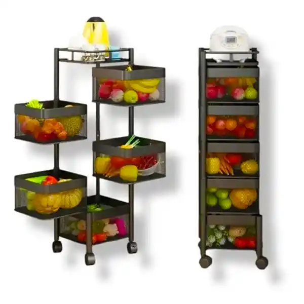 Carro Auxiliar De Cocina Organizador Multifuncional 5 Canastas