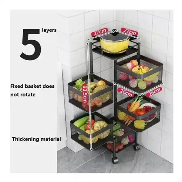 Carro Auxiliar De Cocina Organizador Multifuncional 5 Canastas