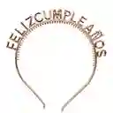 Diadema Feliz Cumpleaños Plata X 1 Unidad