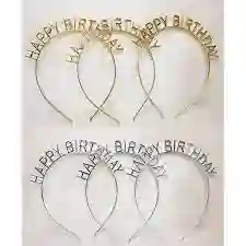 Diadema Feliz Cumpleaños Plata X 1 Unidad