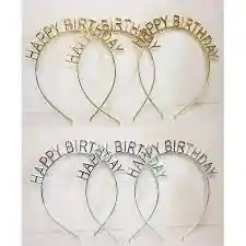 Diadema Feliz Cumpleaños Plata X 1 Unidad