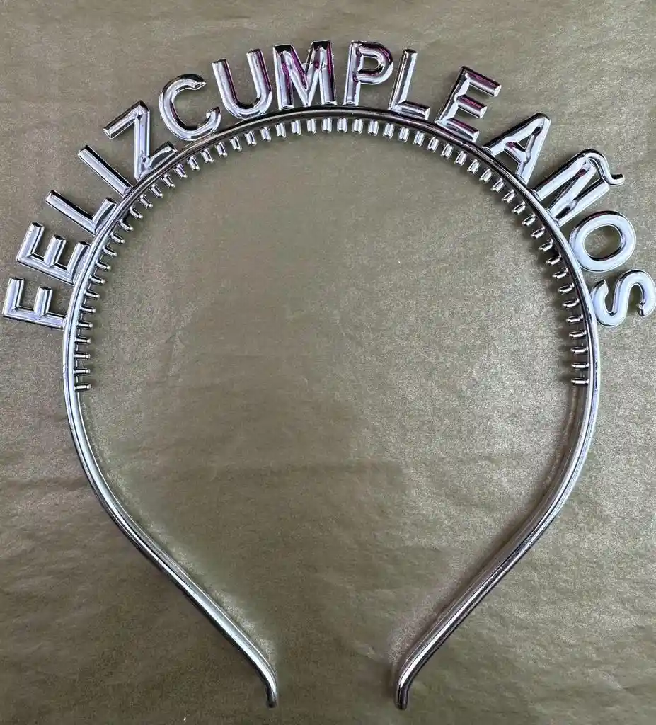 Diadema Feliz Cumpleaños Plata X 1 Unidad