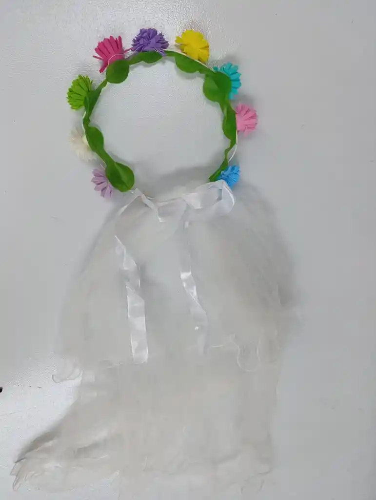 Corona De Flores Con Velo Blanco Hallowen