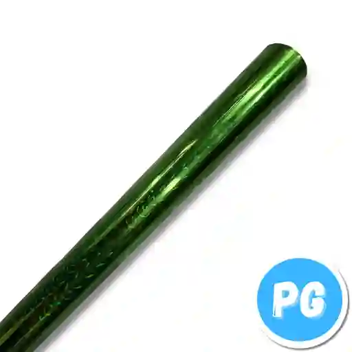 Rollo De Papel Hologramado X10 Cuartos De Pliego Verde Navideño