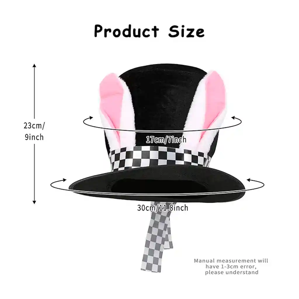 Sombrero Mago Copa Alta Orejas Largas Conejo Disfraz Liebre