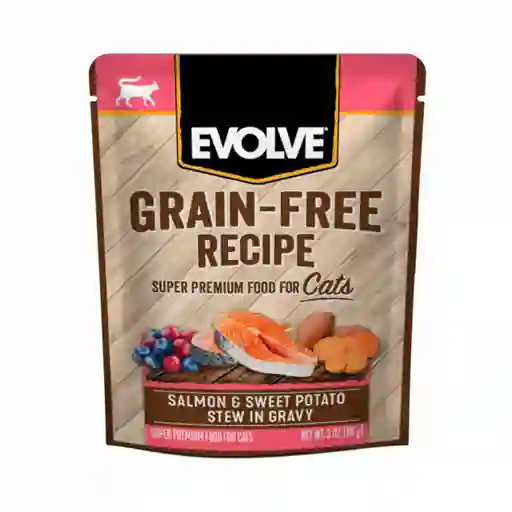 Evolve Alimento Húmedo para Gato Sabor a  Salmón y Patatas Dulces