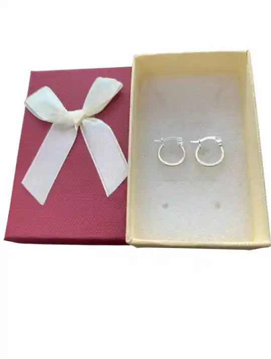 Aretes Tipo Candonga Pequeña Redonda En Plata