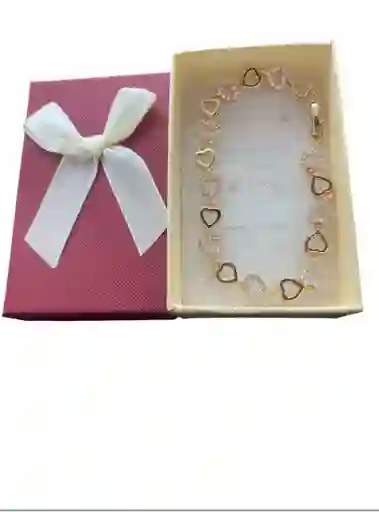 Pulsera Diseño De Corazones Con Piedras En Rodio