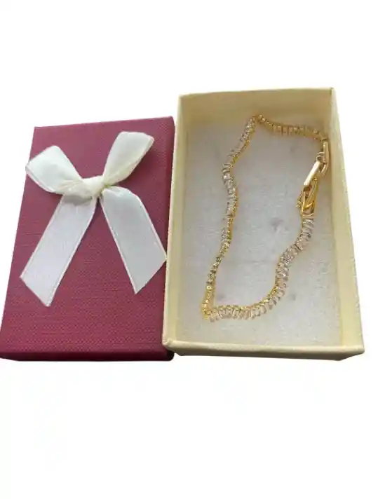 Pulsera Diseño De Piedras Transparentes En Rodio