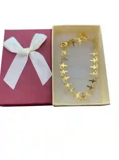Tobillera Diseño De Cruces Pequeñas En Cover Gold