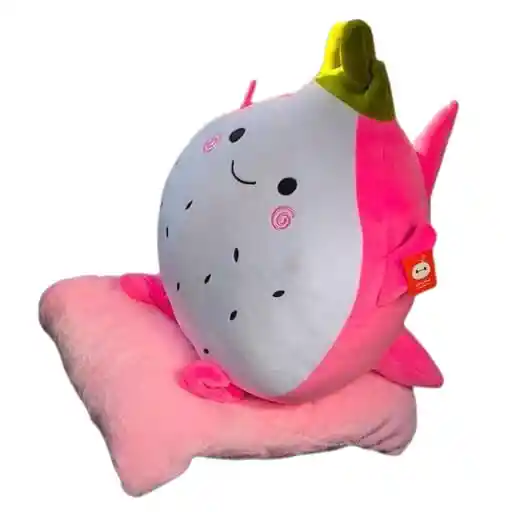 Peluche Almohada Mangostan Con Manta Peluche Fruta Kawaii Rosa