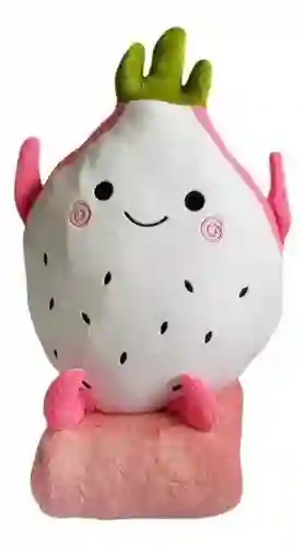 Peluche Almohada Mangostan Con Manta Peluche Fruta Kawaii Rosa