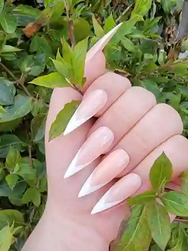 Uñas Postizas Almendrada Francesa Profesionales Decoradas Engol Largas Abs X12unds