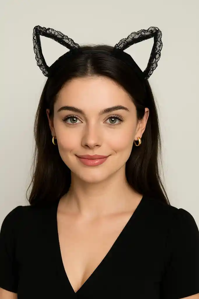 Disfraz Halloween Diadema Orejitas De Encaje