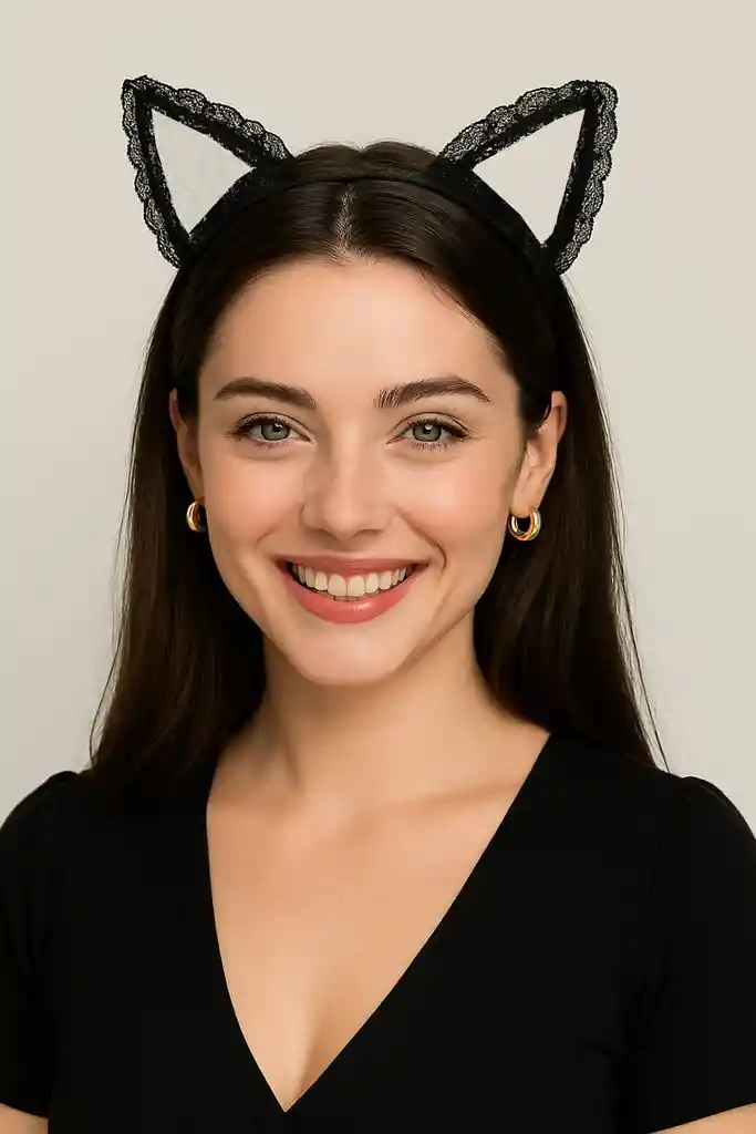 Disfraz Halloween Diadema Orejitas De Encaje