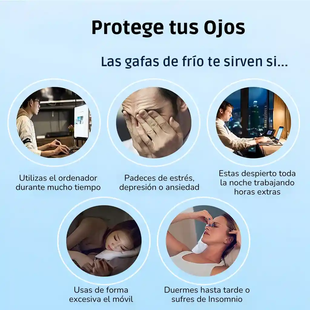 Gafas Gel Frio Anti Estres Ojos Parpados Migraña Relajante