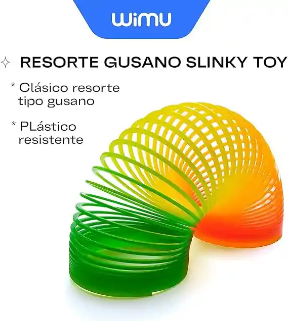 Resorte Slinky Arcoíris Multicolor Verde Diametro 8 Cms| Gusano De Plástico Resistente Para Niños | Clásico Y Divertido