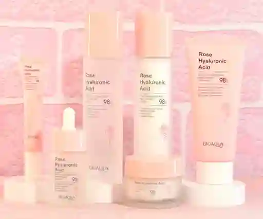 Kit De Lujo Skincare Bioaqua Agua De Rosas Acido Hialuronico X6