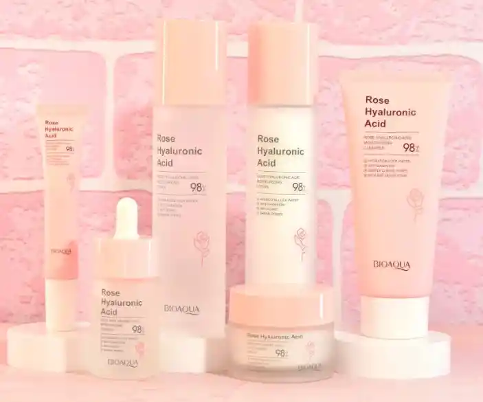 Kit De Lujo Skincare Bioaqua Agua De Rosas Acido Hialuronico X6